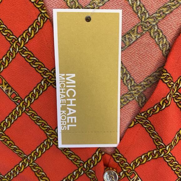 Michael Kors Women's Blouse Sea Coral Short Sleeves V-Neck Top Size S - NWT $98 - Picture 13 of 14